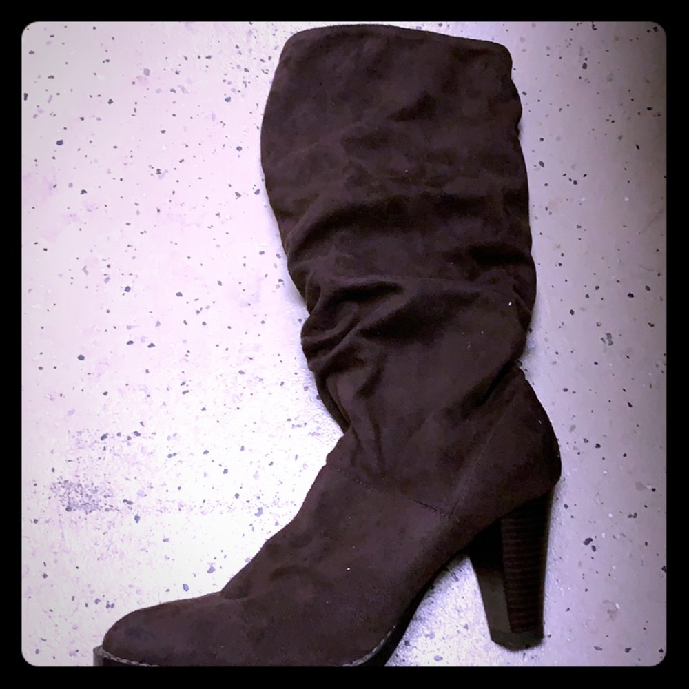 Brown Suede-Like Slouchy Boot